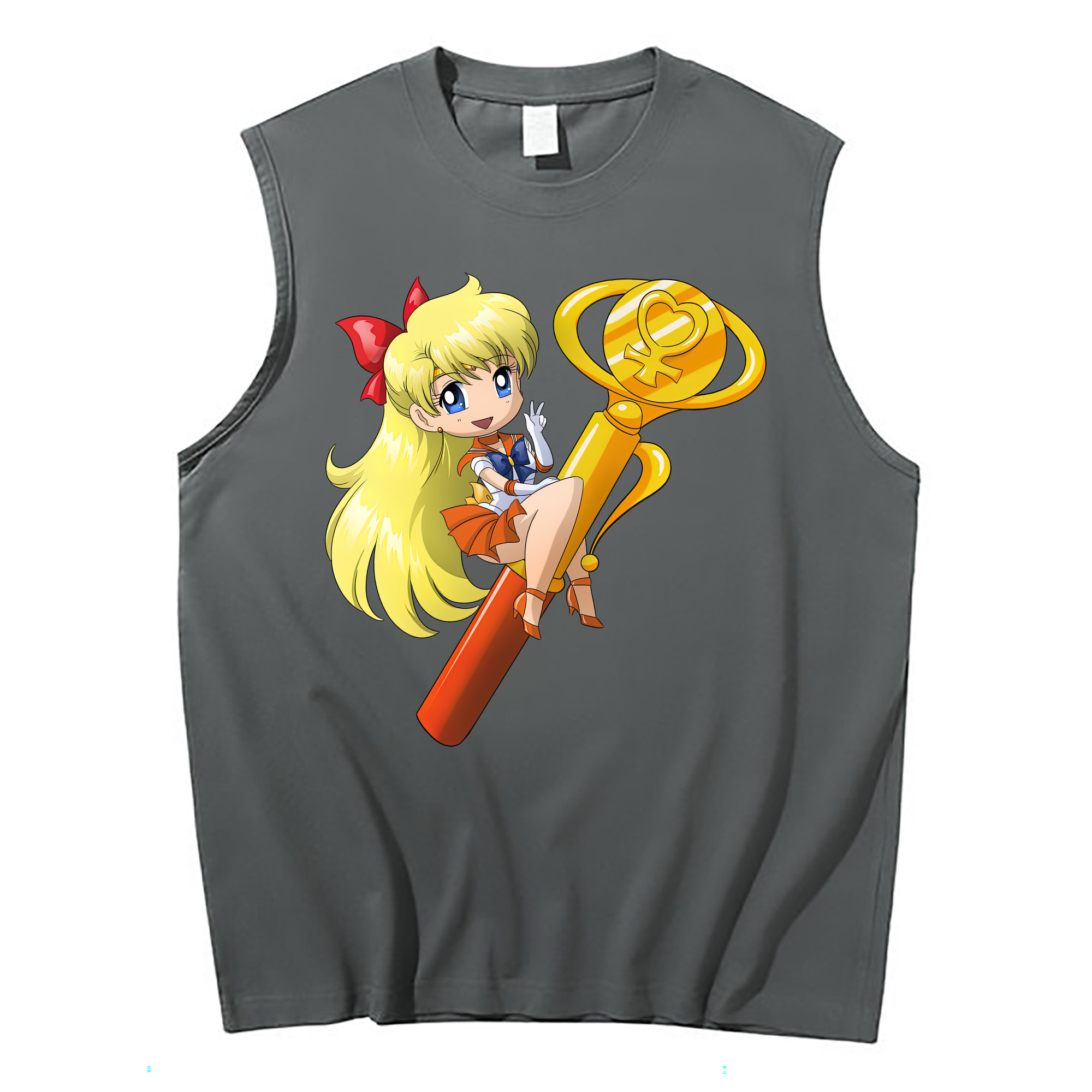 （画像用） 美少女戦士セーラームーン 愛野 美奈子 あいの みなこ Sailor Moon Aino Minako コットン100％タンクトップ（フロントプリント）